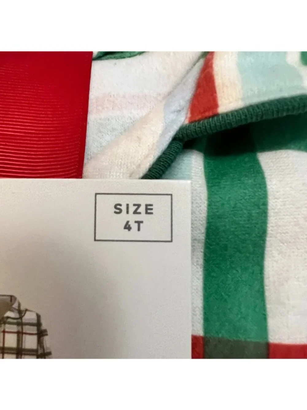 Cloud Island 2 Piece Sleepwear Plaid White Green Red Size 4T NWT
